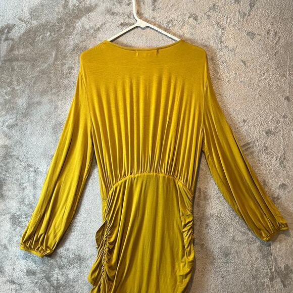 Free People Miami Dress Size Large Long Sleeve Ruffle Mini Mustard Yellow - Picture 4 of 6